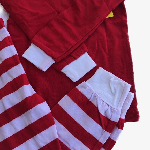 Coral Bee Pajama Set Unisex Red White Long Sleeve Long Striped PJs Sz 4 - Picture 5 of 12